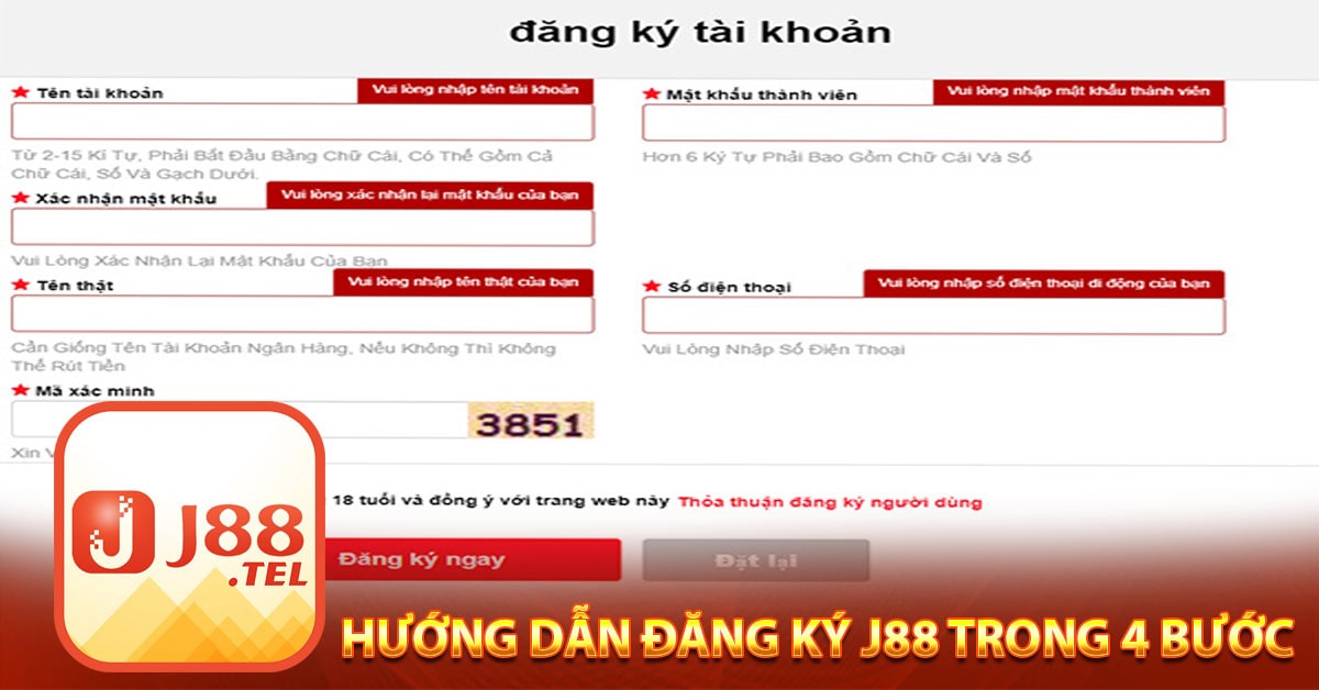 Hướng dẫn đăng ký J88 trong 4 bước